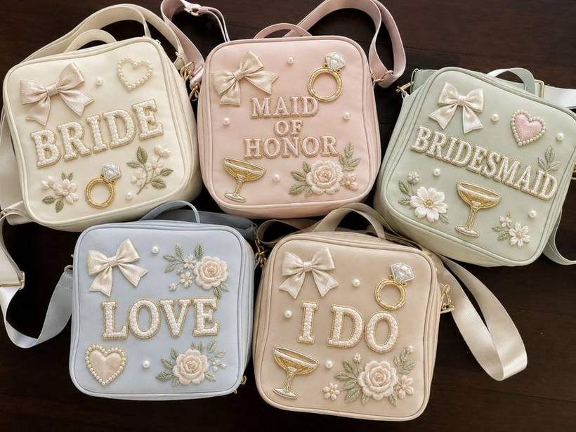 Bridal bags patched at a Golden Palm patch bar