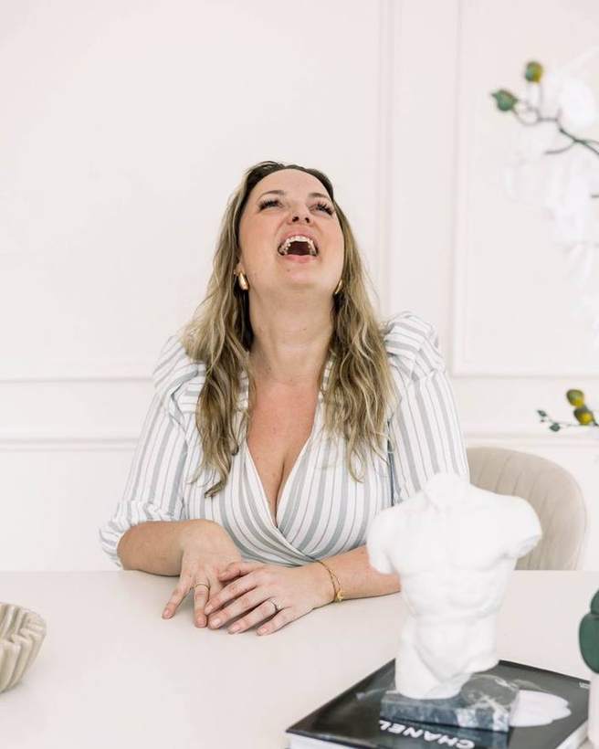 Janessa laughing during a branding session