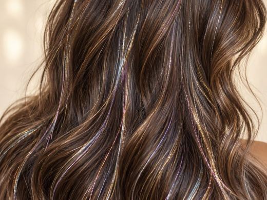 Hair tinsel, tied strand by strand